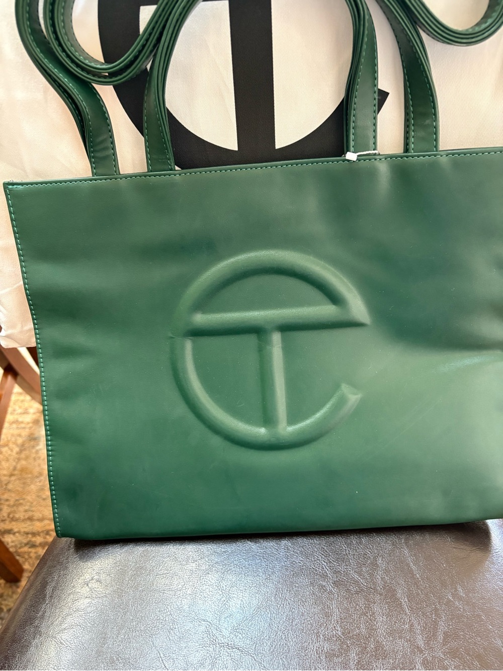 Telfar Forest Green Embossed Logo Tote